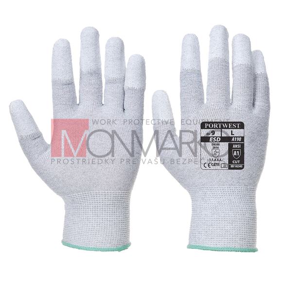 Antistatické rukavice PU Fingertip