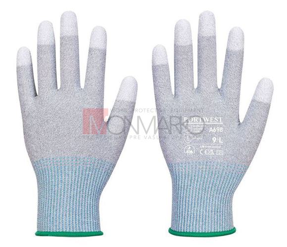 MR13 ESD rukavice proti porezu, PU na prstoch