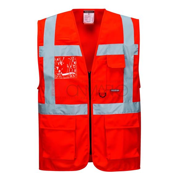 Červená manažérska reflexná vesta