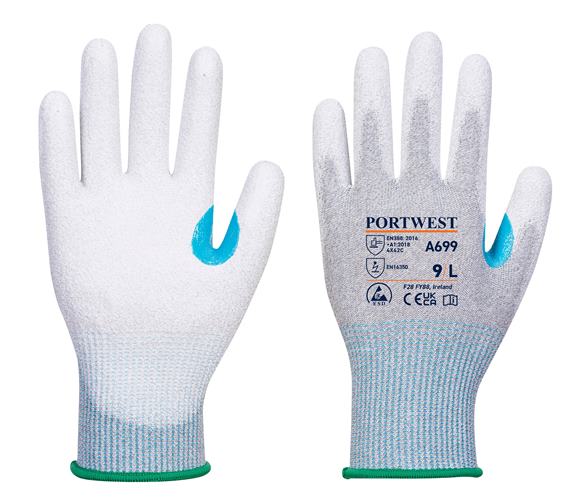 MR13 ESD PU rukavice proti porezu